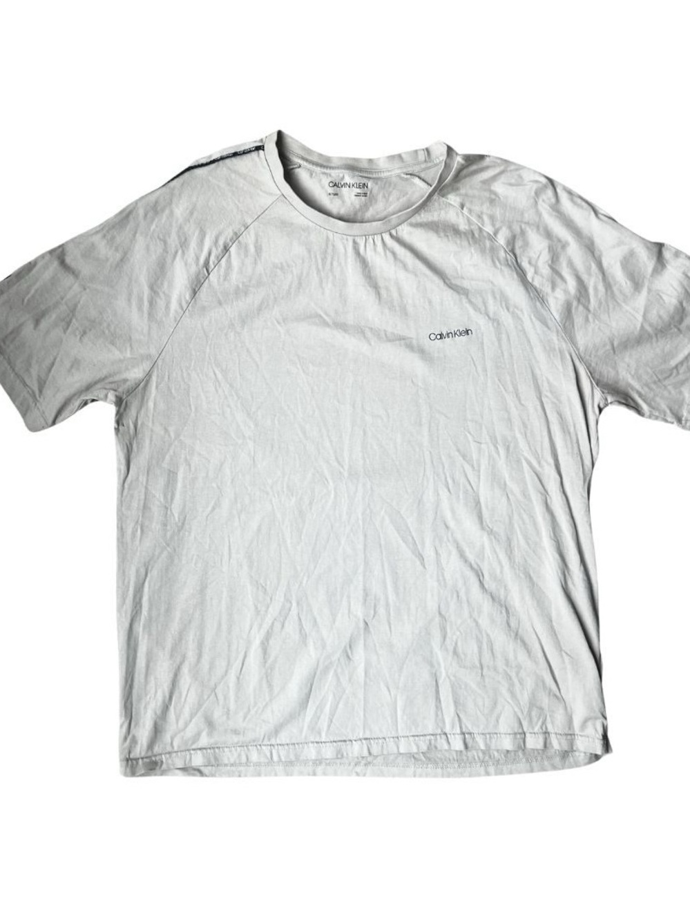 Calvin Klein T-Shirt Beige XL Black Stripes Lettered